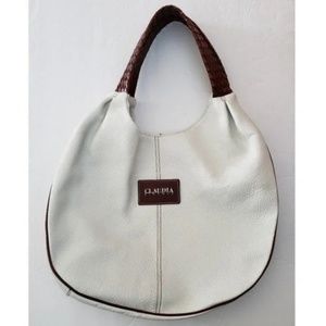Claudia Firenza White Leather Hobo Bag